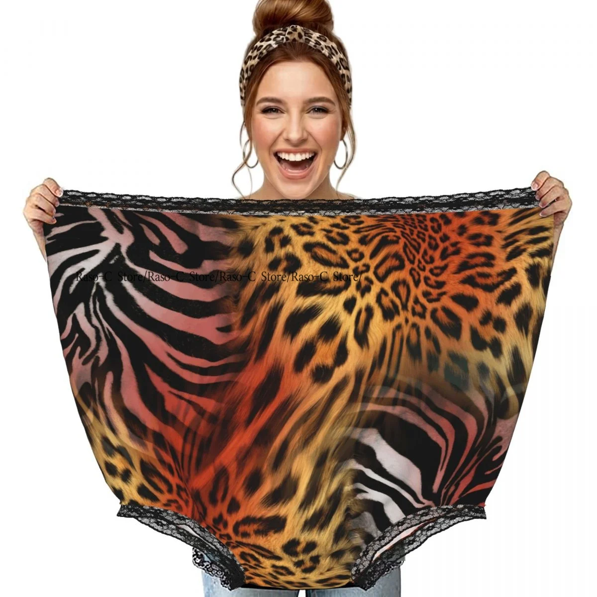 Party Funny Trick Granny Underwear Humorous Daily Wear Leopard Zebra Print Panties