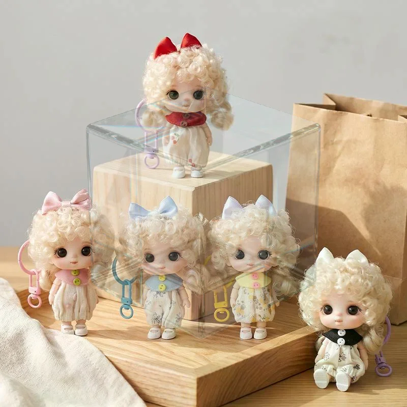 10cm Mini Doll TOY Curly Hair Doll Keychain Pendant Joints Moveable Mini Cute Princess Doll Dress Up Toys Bag Charm Pendant