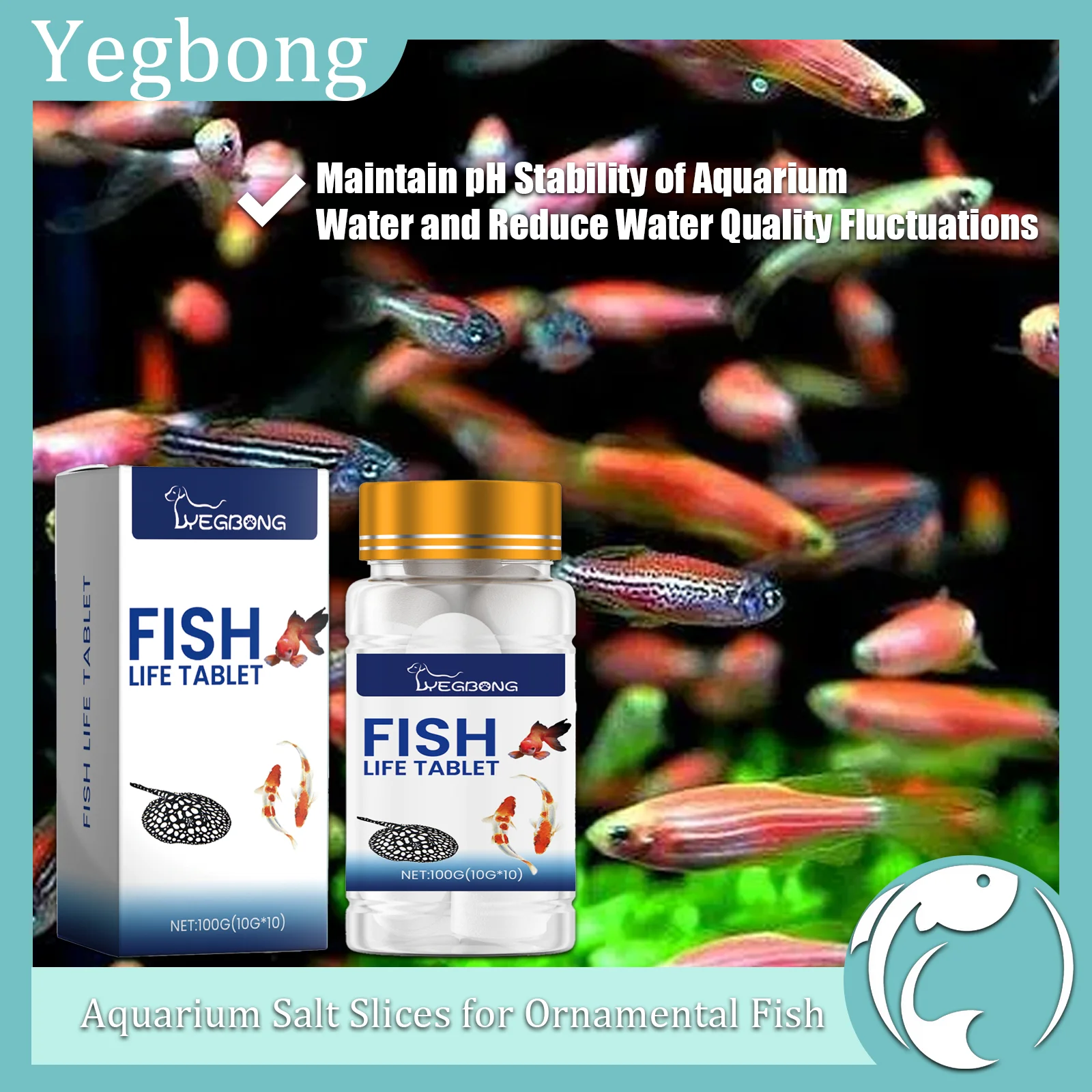

Yegbong Ornamental Fish Aquarium Salt Slices Fish Tank Salt Ornamental Fish Special Fish Salt for Fish Farming Salt Slices