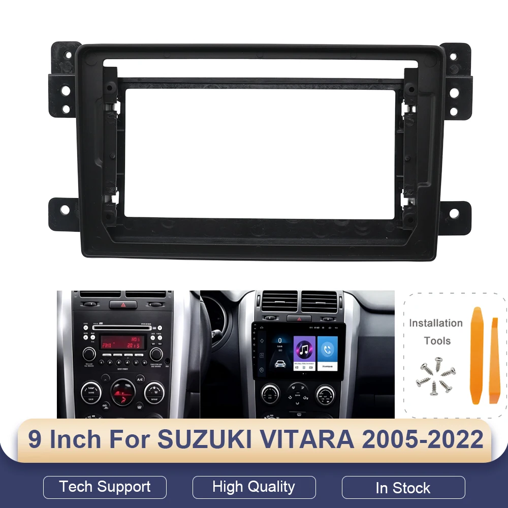 Car Radio Fascia Frame For SUZUKI VITARA 2005-2022 9 inch Stereo Panel Wire Harness Power Cable Adapter Canbus Decoder