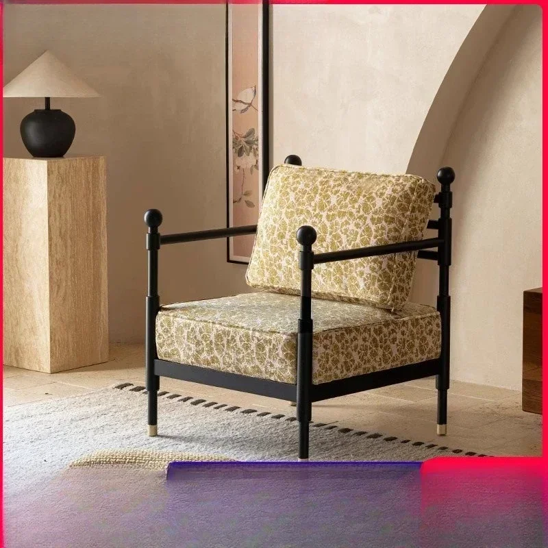 French retro single sofa chair, designer model, small apartment living room balcony leisure chair, bedroom lazy sofa chair