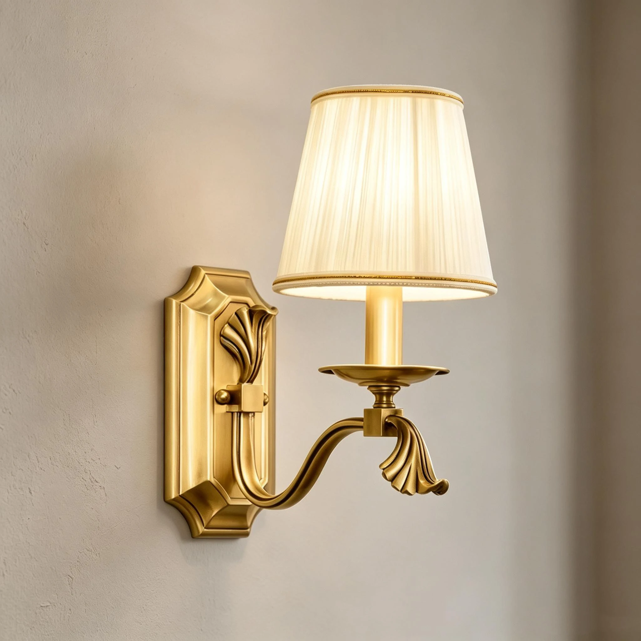 European Style Fabric E14 Copper Wall Lamp Bedroom  Lamp Modern Living Hotel Study Office Corridor Wall Light