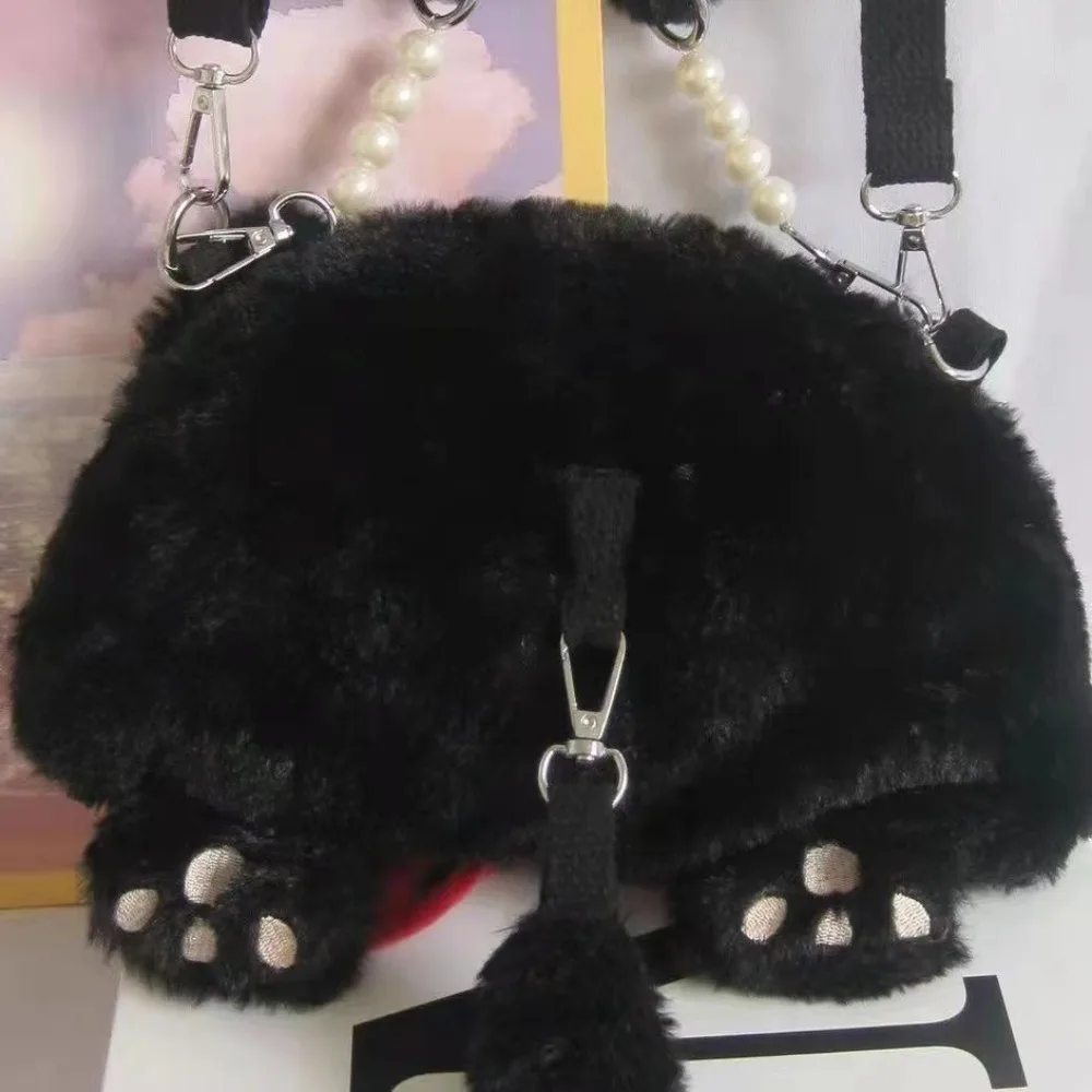 High Capacity Large Capacity Bag Cat Shaped Faux Fur Doll Bag Handheld Crossbody Bag Lady - view 3