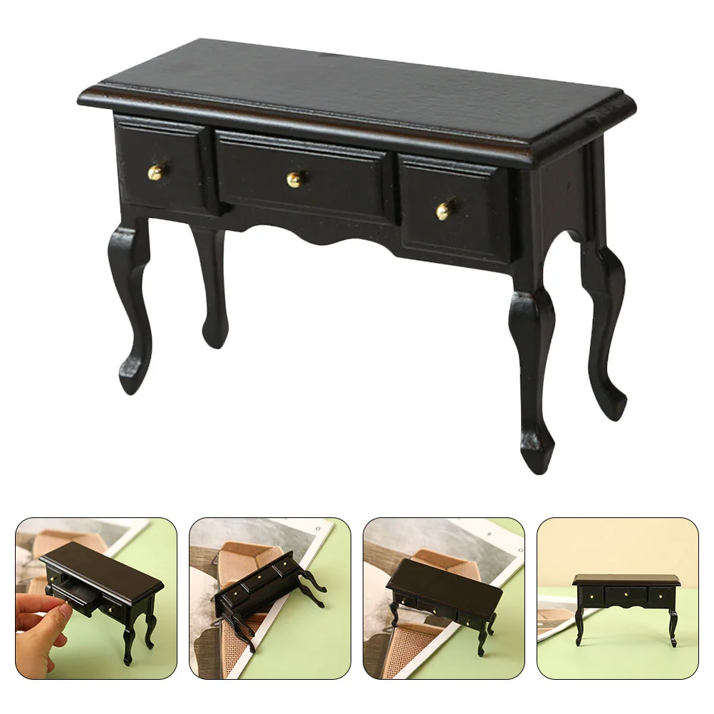 1 12 Scale Writing Desk Dollhouse Table Computer Miniature Ornament Toy Room Wood Model