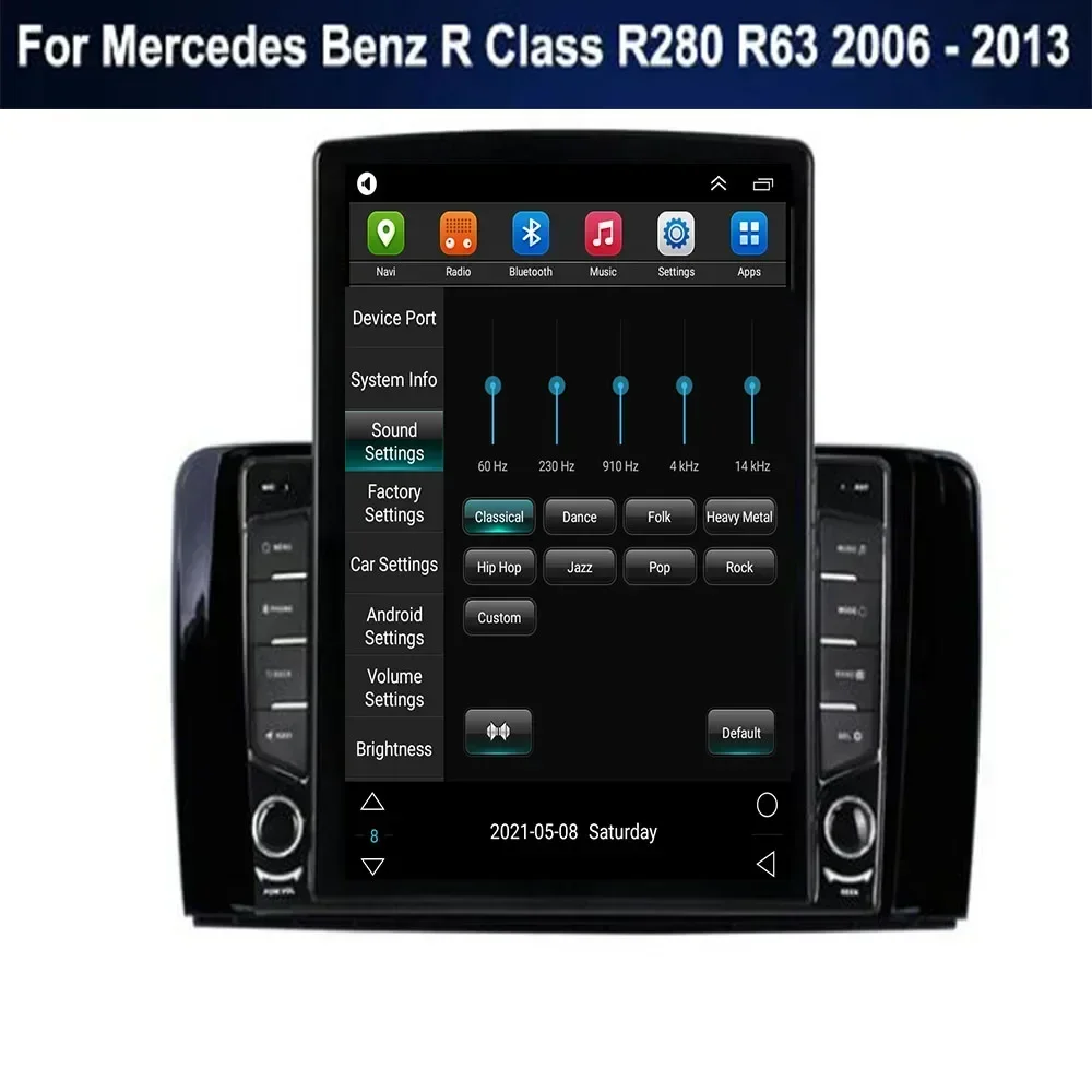 Pemutar Multimedia navigasi GPS Radio Mobil layar Tesla Android 13 untuk Mercedes Benz R Class W251 R280 R300 R320 R350 R63 2006 +