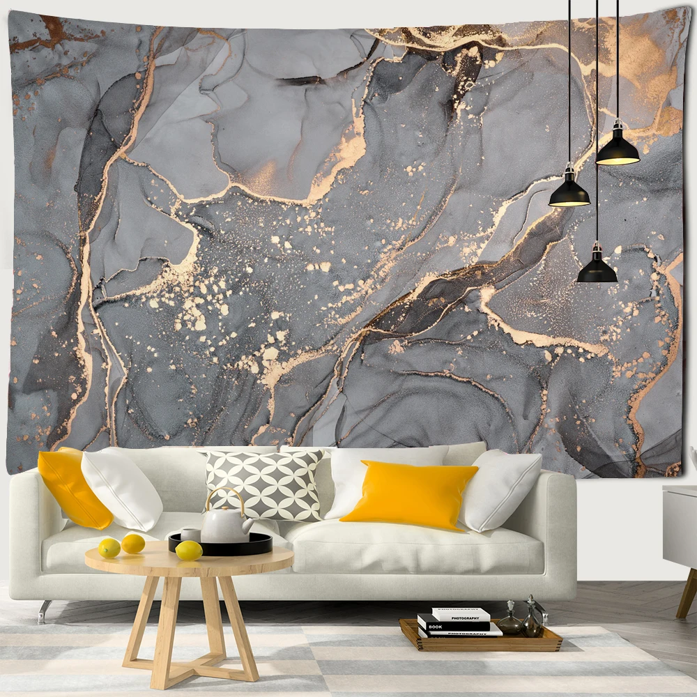 Marble Texture Print Tapestry Living Decoration House Tapestry Psychedelic Hippie Wall Hanging Home Art Bohemian Decor Fireplace