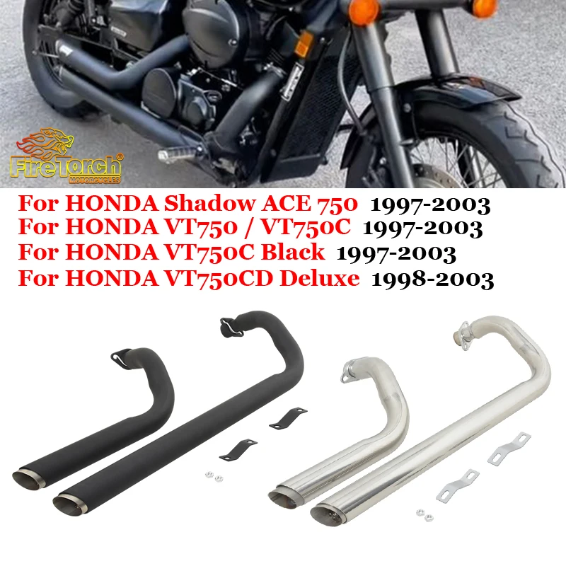 

For HONDA Shadow ACE 750 VT750 VT750C Black 1997 - 2003 For Honda VT750CD Deluxe 1998 - 2003 Motorcycle Exhaust System Full Pipe