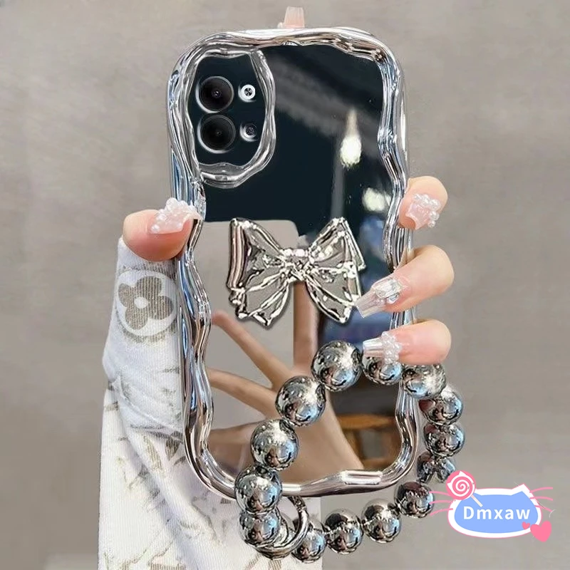 For Vivo Y36 Y78+ Y77 Y27 4G Y27 5G Y72 Y52 V29 Lite Y76S Y74S Y70T Y70S Y51S Shockproof Cute Bow Case With Bracelet Cream Cover