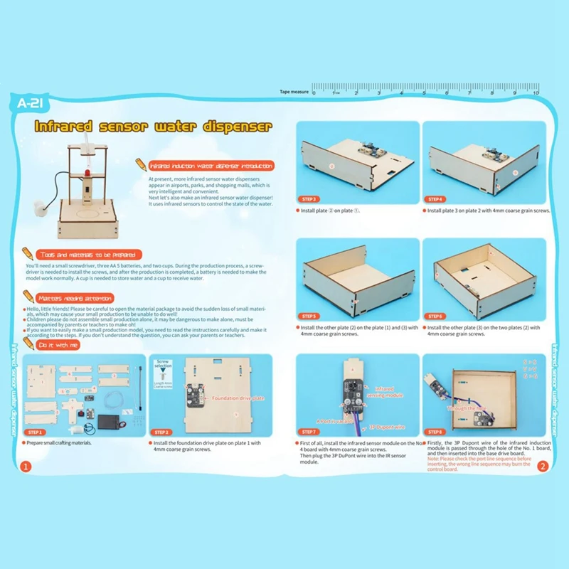 DIY Infrared Sensor Water Dispenser Model Science Experimental Tool Kit For Learning Wooden Puzzle Games