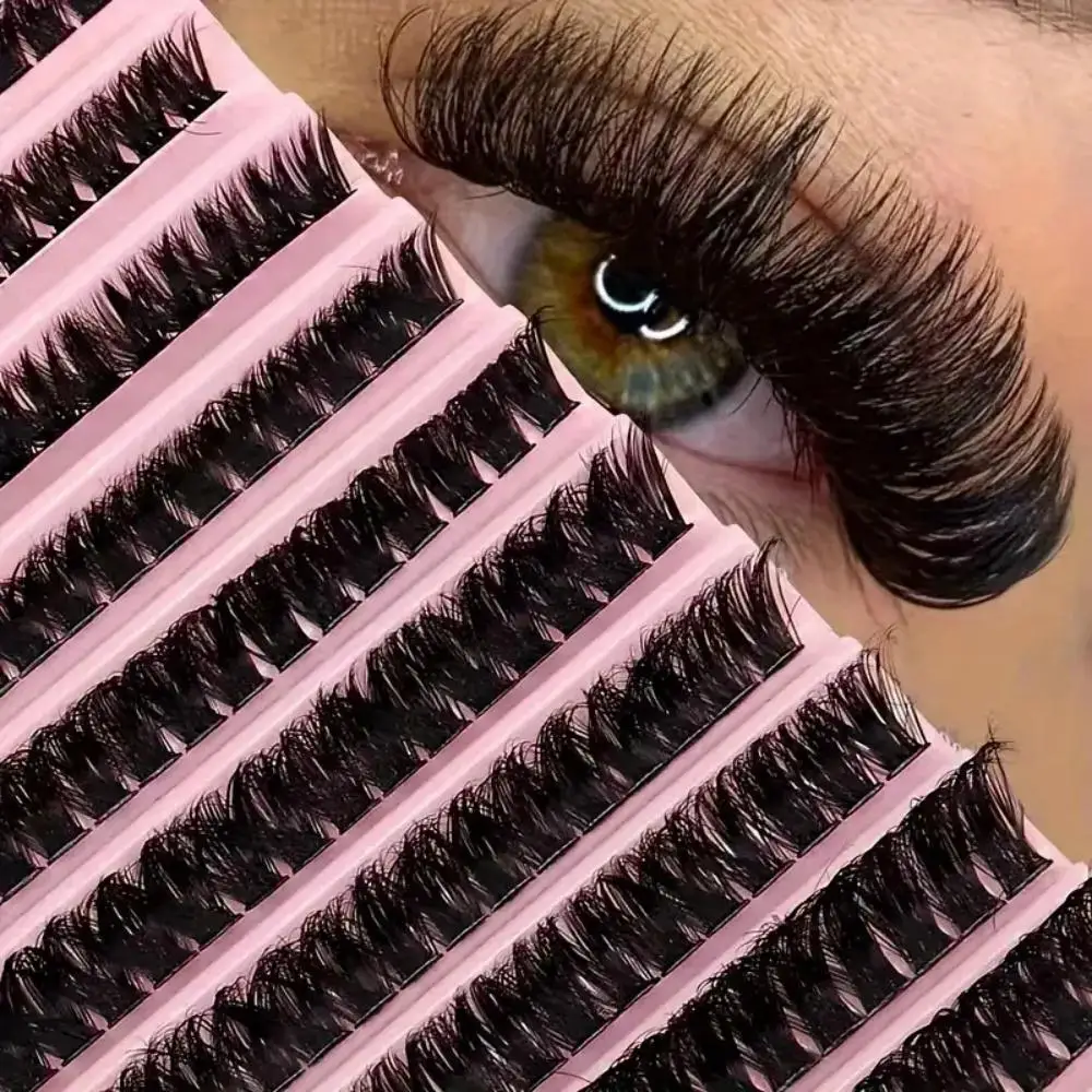 200 Stück Wimpernverlängerungssets, 80D dicke Einzelwimpern, D-Roll Falsche Wimpernbüschel, 9-16mm Haushalts-Wimpern DIY