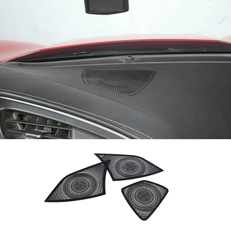 

For 2014-2019 Chevrolet Corvette C7 Z06 Stainless Steel Black Car Dashboard Speaker Mesh Cover Sticker Car Interior Accessories