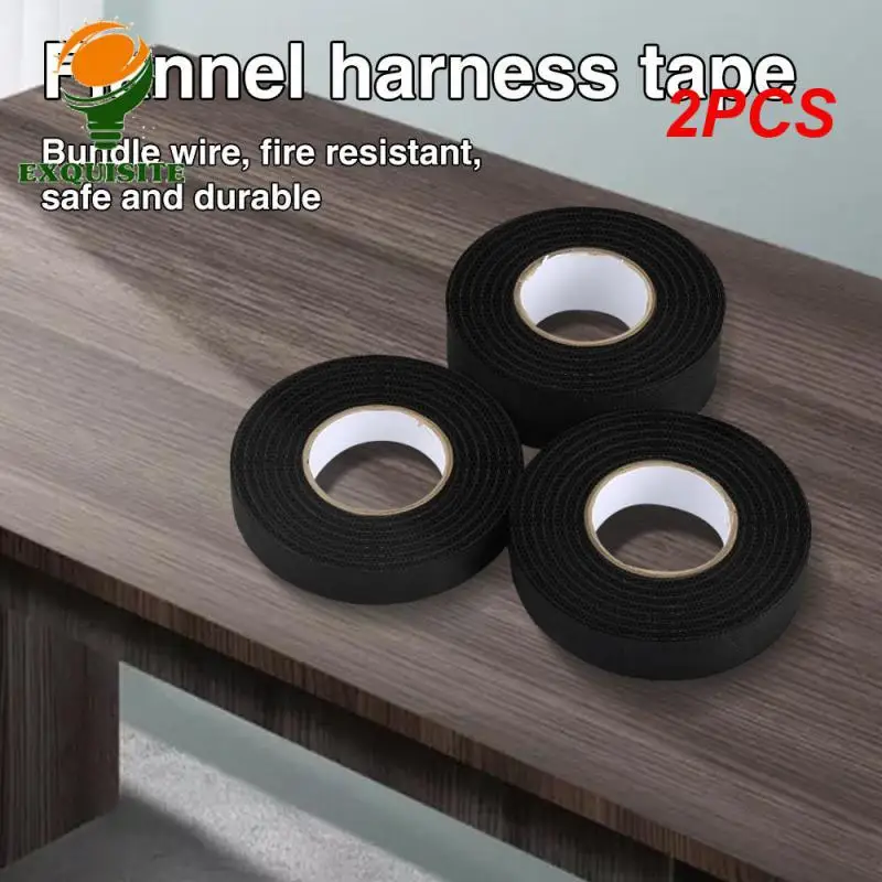 2PCS Flannel Anti-aging Polyester Tapes Waterproof Black Household Accessories Heat Resistant Corrosion Resistance