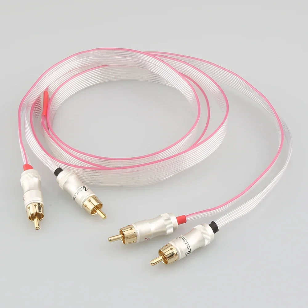 Cabo de sinal plano banhado a prata Heven OCC branco HiFi com cabo de interconexão RCA banhado a ouro para Nordost