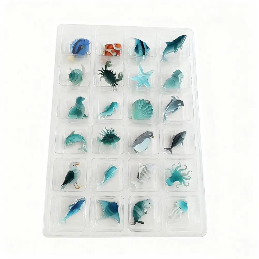 تقويم القدوم من الأكريليك للحياة البحرية - العد التنازلي لمدة 24 يومًا، مجموعة مجوهرات يدوية هدية العيد للأطفال والكبار #3