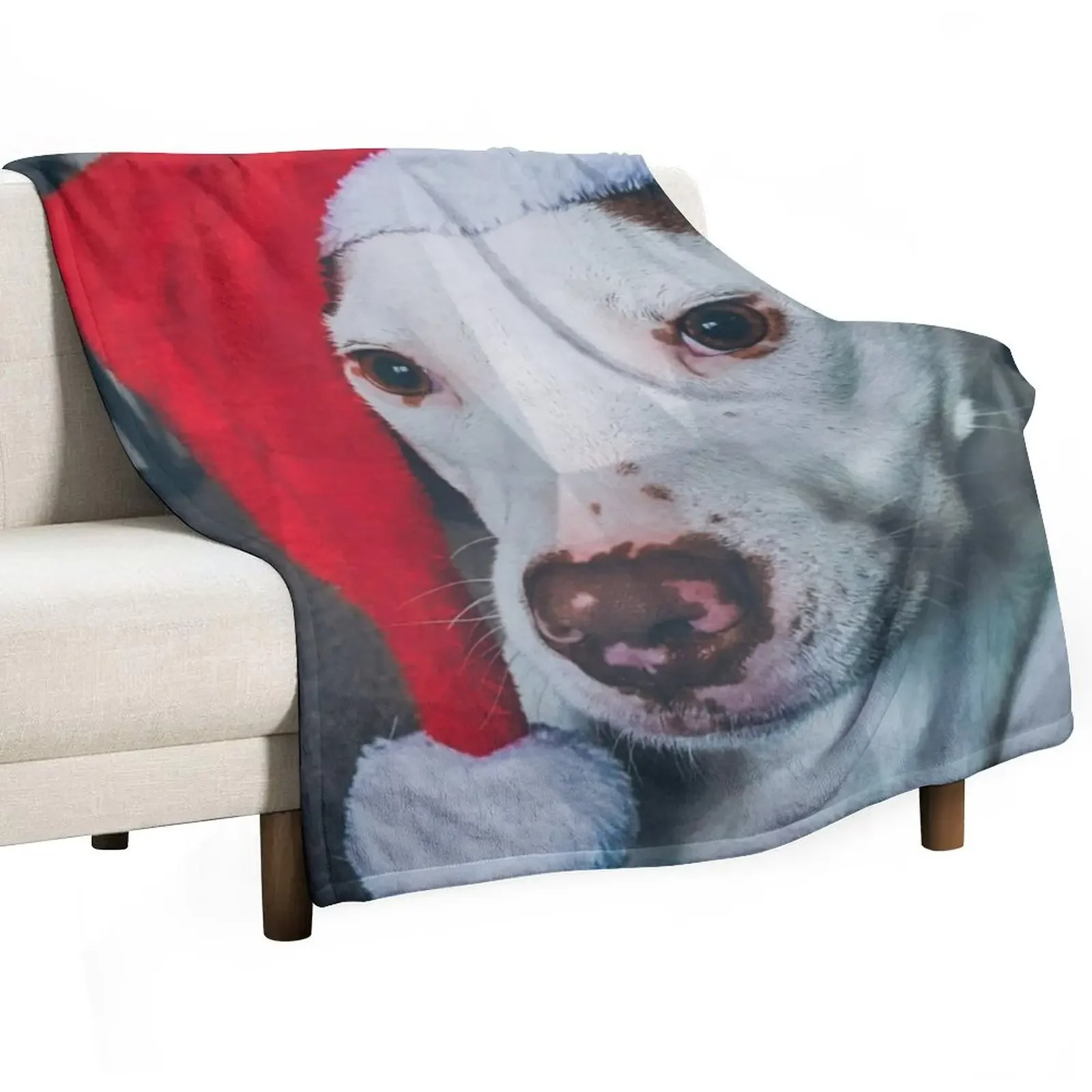 Pitbull Santa Hat Throw Blanket Personalized Gift Giant Sofa Blankets