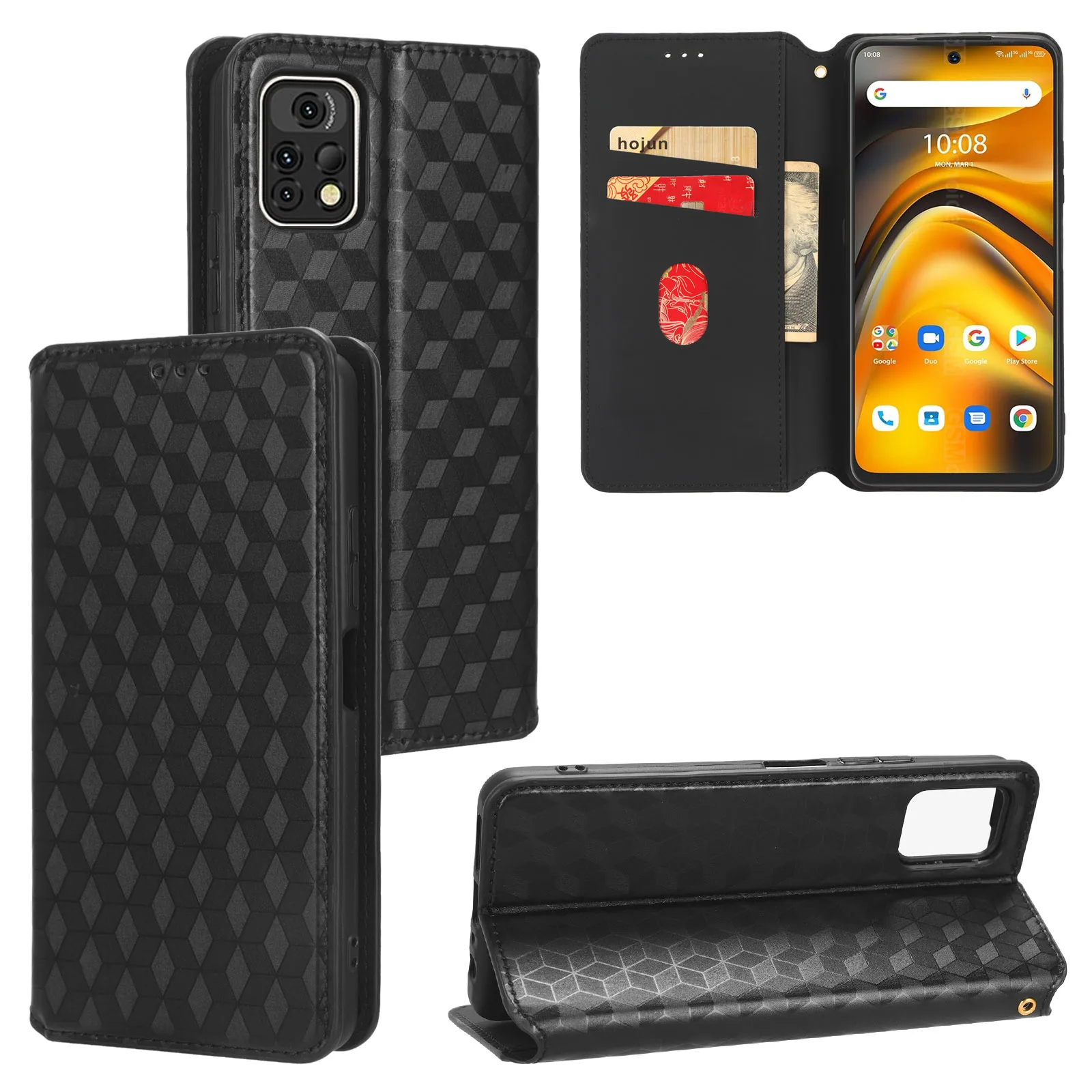 

For UMIDIGI A13/A13S/A13 Pro case Dimensional stripes Design PU Leather Back Case Cover Phone Accessories