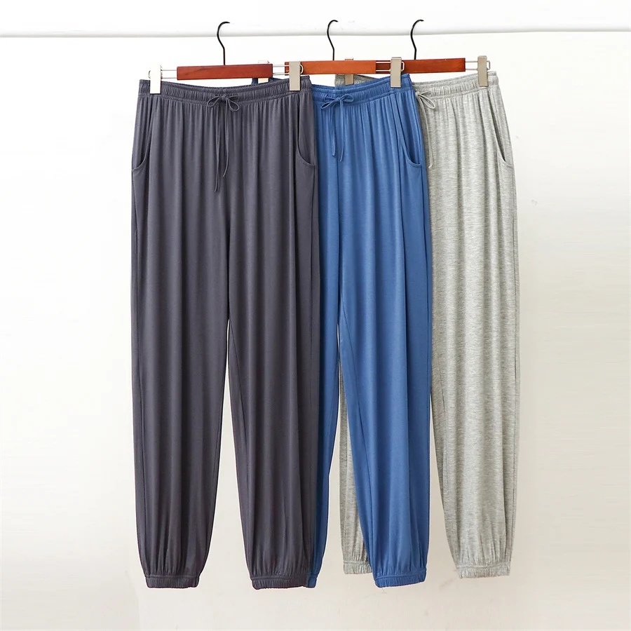 Pantalones deportivos de Modal para hombre, pantalones bombachos sueltos, ropa de dormir para el hogar, primavera y otoño, 2024