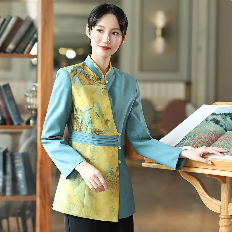 หม้อร้อนร้านอาหาร Waiter ชุดทํางาน TOP Catering Tea House โรงแรมร้านอาหารจัดส่งอาหารพนักงานฤดูใบไม้ร่วงฤดูหนาวแขนยาว Wor