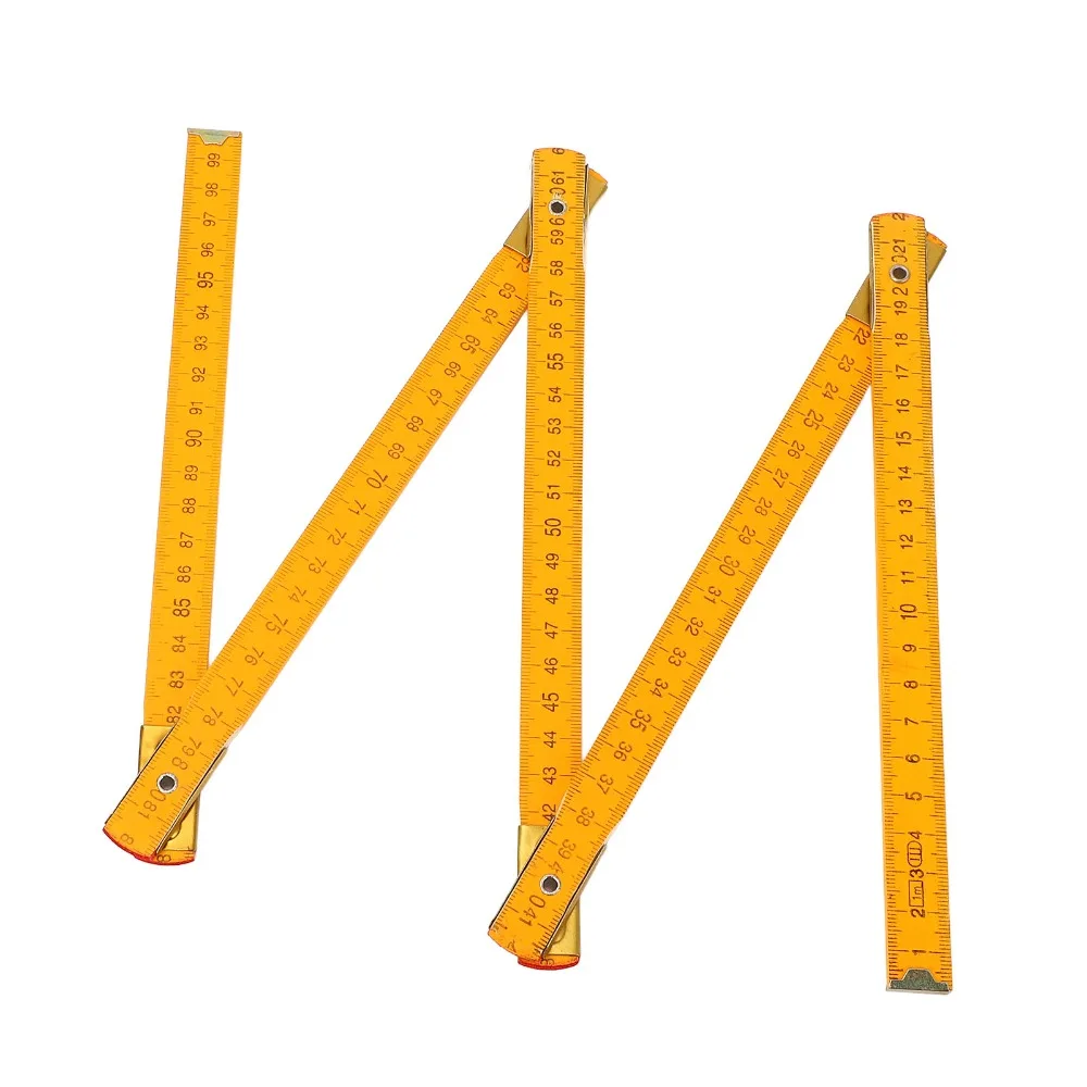 2pcs Portable 1M Length Folding Ruler Portable Design Five Fold Design Folding Yard Stick Folding Measuring Stick For Carpenter