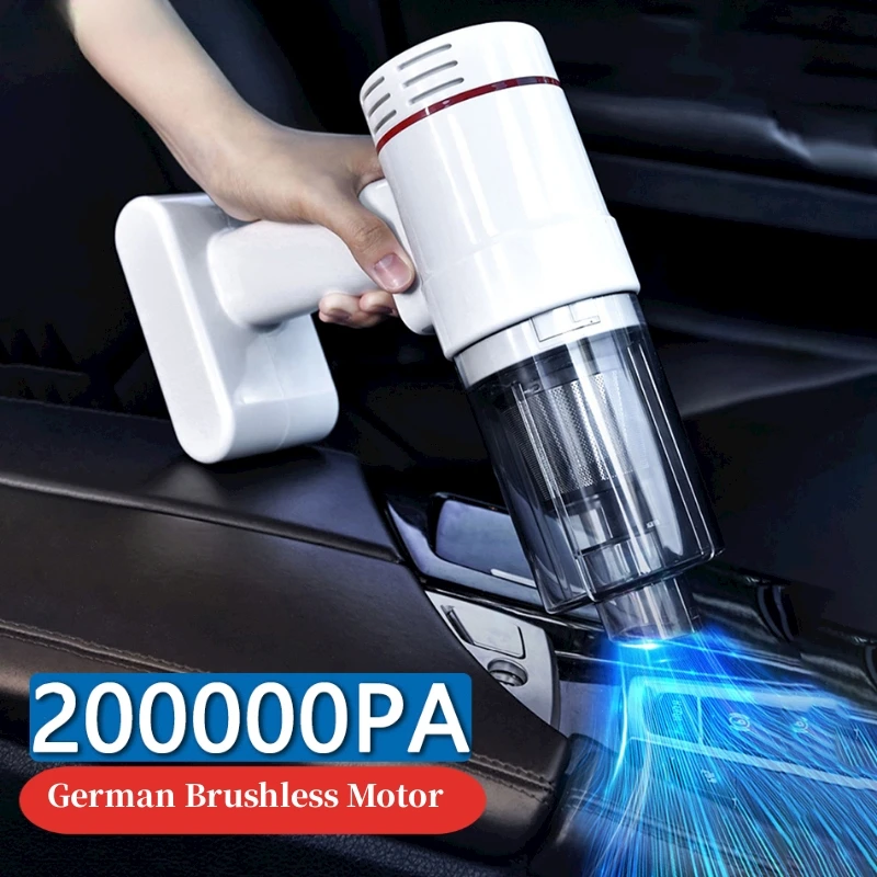 200000PA Car Vacuum Cleaner Metal Filter German Brushless Motor Wireless Portable Accessory Automotive Handheld Home Electrical