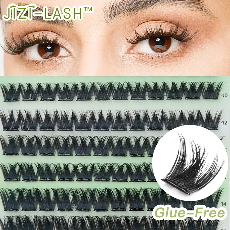 JIZI-LASH Self Adhesive Eyelashes Natural Lightweight Individual Lash Clusters 8-16mm 3D Lashes Eyelash Makeup Tool Accessories