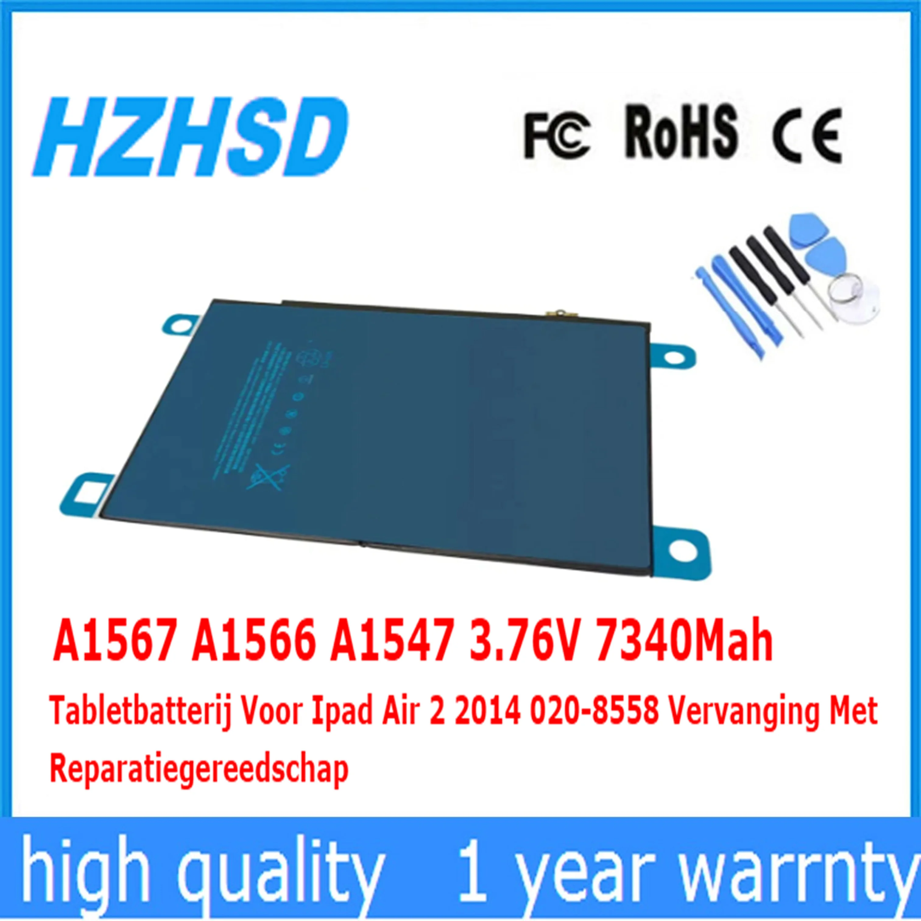 A1567 A1566 A1547 3.76V 7340Mah Tabletbatterij Voor Ipad Air 2 2014 020-8558 Vervanging Met Reparatiegereedschap