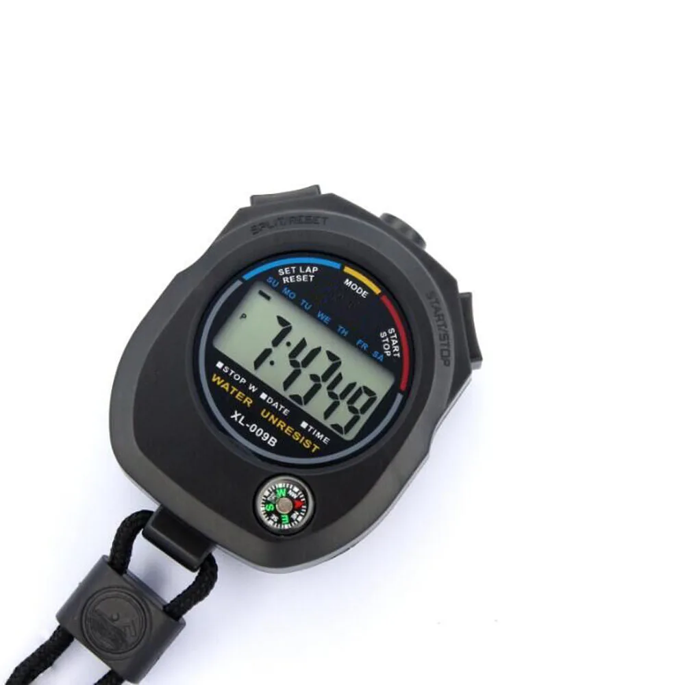 Cronografo cronometro digitale impermeabile con allarme cinturino AM PM 24H orologio palmare LCD cronometro sportivo Timer per la corsa