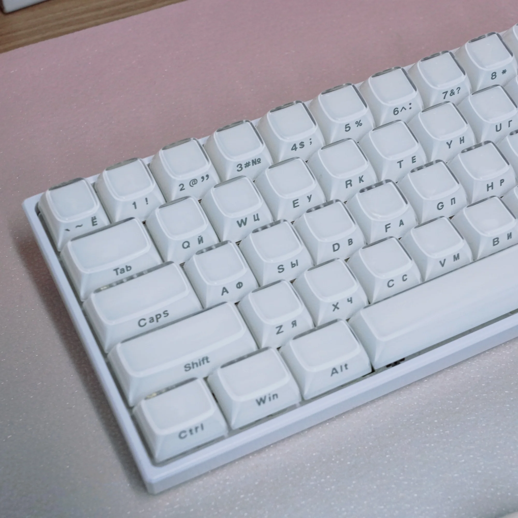 XVX Russian/Korean/Arabic White Jelly Keycaps 113 Keys Ice Crystal Pink OEM Profile Keycap for Cherry MX 75 Keyboard