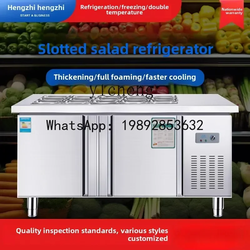 

AB full set of refrigerated salad Taiwanese slotted pia workbench refrigerator fruit fishing display cabinet