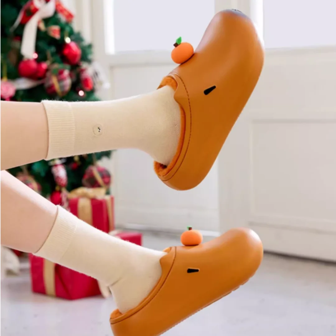 أحذية كابيبارا بيركين اللطيفة للنساء شباشب قطنية مخملية شتوية مقاومة للماء للاستخدام الداخلي والخارجي هدية دافئة مريحة للنساء الأزواج