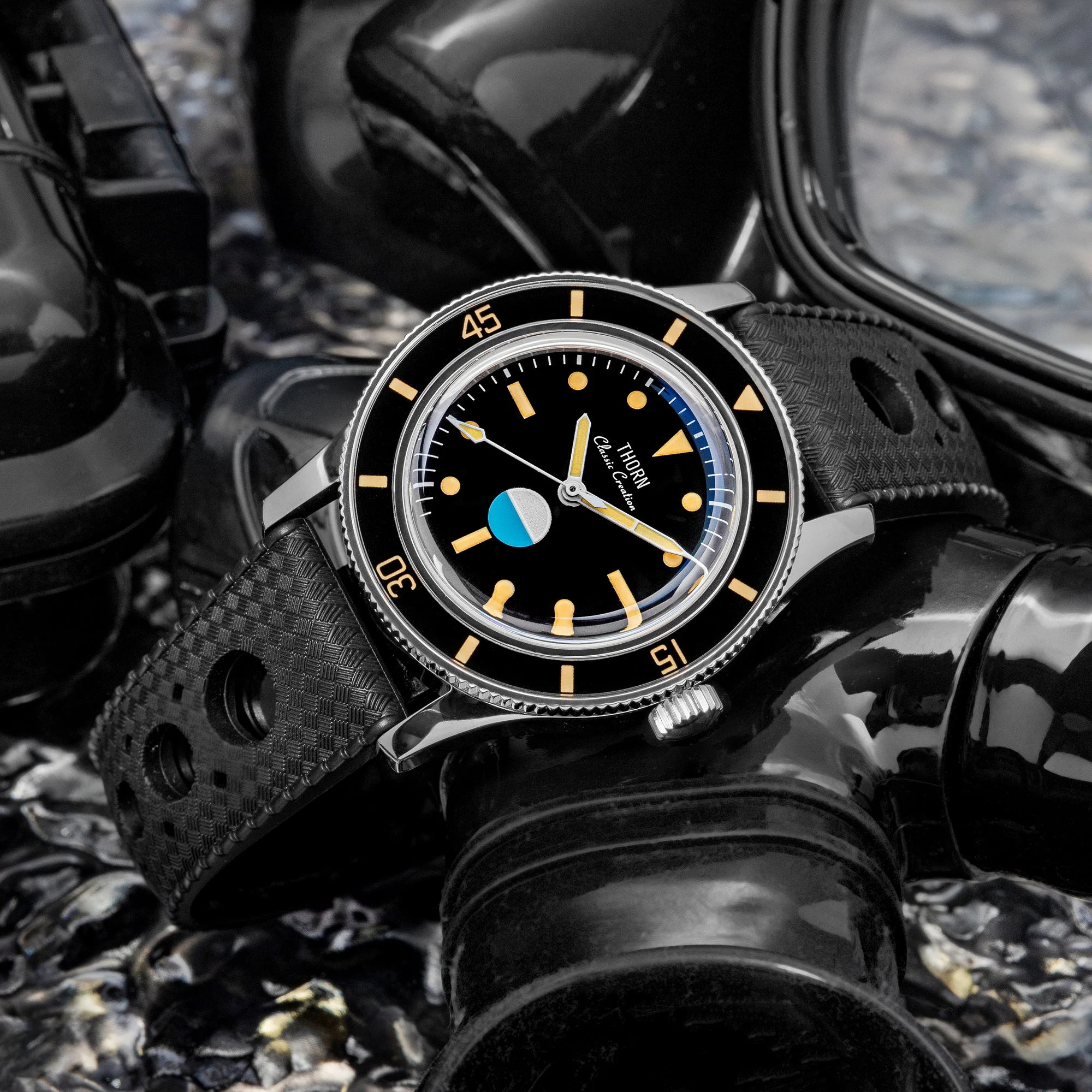 Thorn T007 Vintage Watch 50-Fathoms Titanium Case PT5000 Movement 20ATM Waterproof Sapphire Glass Luminous 38mm Diver Watches