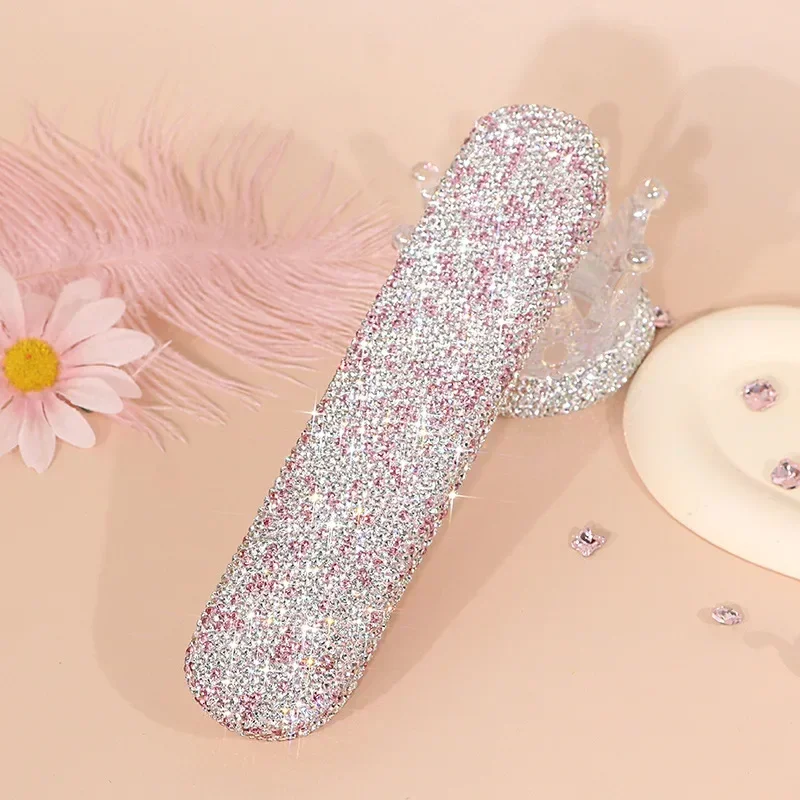 Bling Rhinestone Mini Metal Pen Box Office Pen Storage Boxs Fountain Pens Case Stationery Supplies Storage Box Tools Case Gift