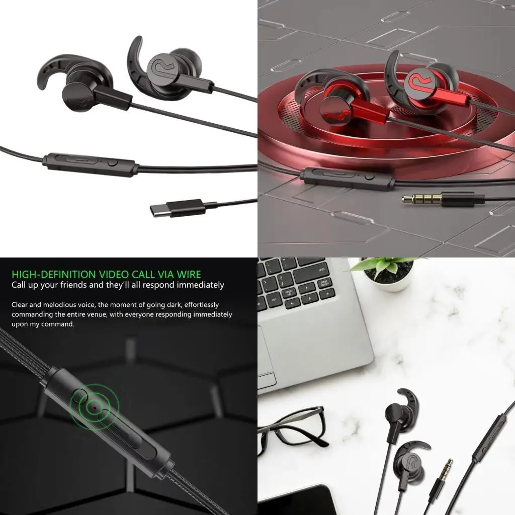 R53C Ergonomic Silicone Corded Headphones Clear Calls Sweat Resistant Design For Fitness Enthusiasts Office Use