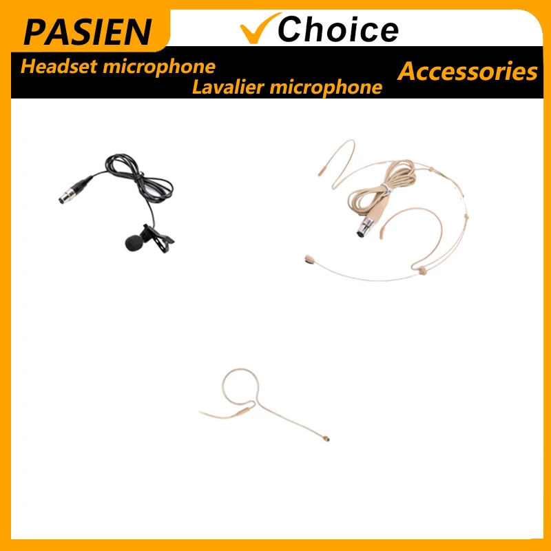 

Beige dual earhook headset microphone, 4-pin plug, wireless microphone cover accessory, lavalier microphone accessory