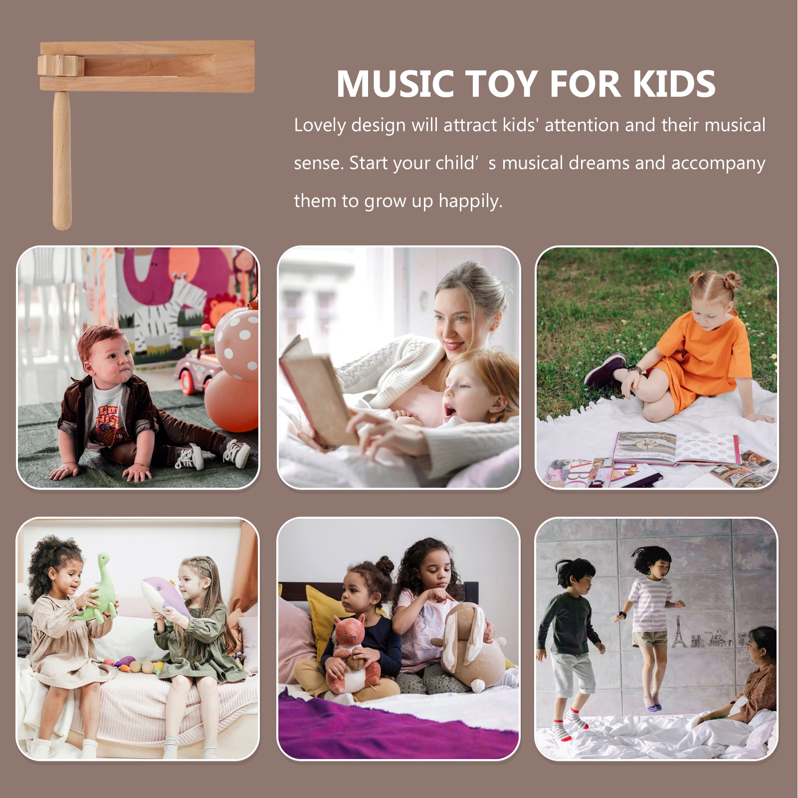 

1pc Wooden Ratchet Kids Toys Hand Percussion Music Toy Compact Size Safe Lovely Design High Quality Wood