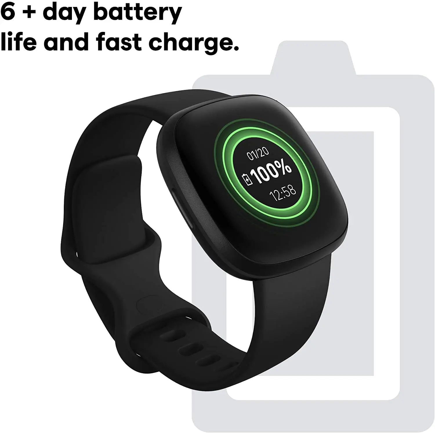 Fitbit Versa 3 Health & Fitness Smartwatch with GPS, 24/7 Heart Rate, voice Assistant & up to 6 + Days Battery, Black/Black