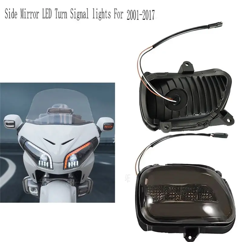 Stablize Motorcycle Rear View Mirror Turn Signal Light Side Mirror LED Turn Signal Lights For Honda Goldwing Gl1800 F6B 2001-201