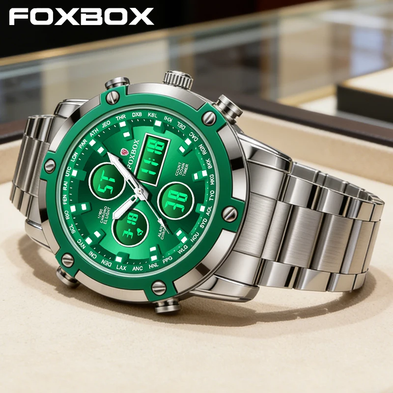 

Мужские цифровые часы LIGE 2026 FOXBOX: модные, с двойным дисплеем, кварцевые, спортивные, водонепроницаемые, люксовые, подарок для мужчин, Reloj