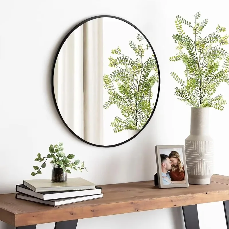 

Black Round Mirror For Wall 24 Inch - Circle Mirror For Bathroom, Entryway, Living Room, Hallway, Vanity Decor, Big Matt