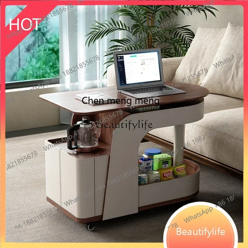 

style Movable solid wood balcony tea trolley living room home lift coffee table ss 8617