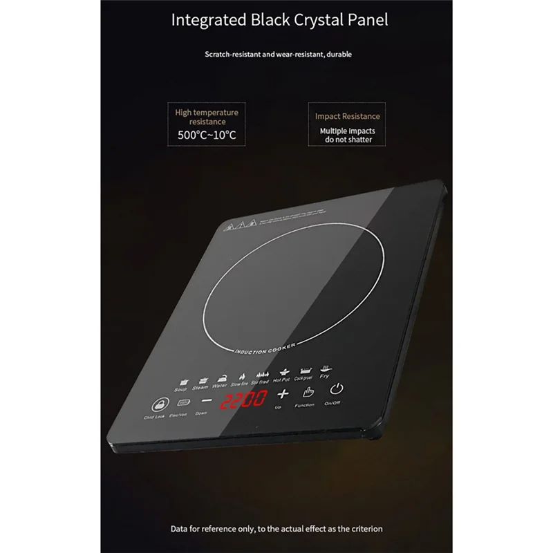 B06B-Tragbares Induktionskochfeld 8Temp Touch Burner Herd Arbeitsplattenbrenner Induktionskochplatte Geräuscharm 2200W Sensor