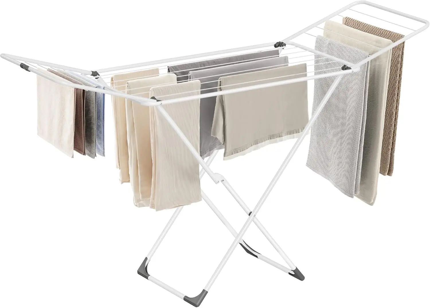 

Foldable Metal Clothes Drying Rack with 2 Wings, Indoor Outdoor Use, Space-Saving Design for Laundry and Bed Linen