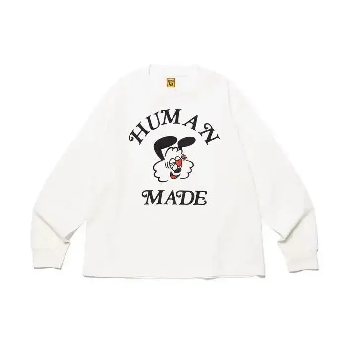 Human Made Rabbit Graphic Tee Long Sleeve Heart Letter Print Loose Streetwear Unisex