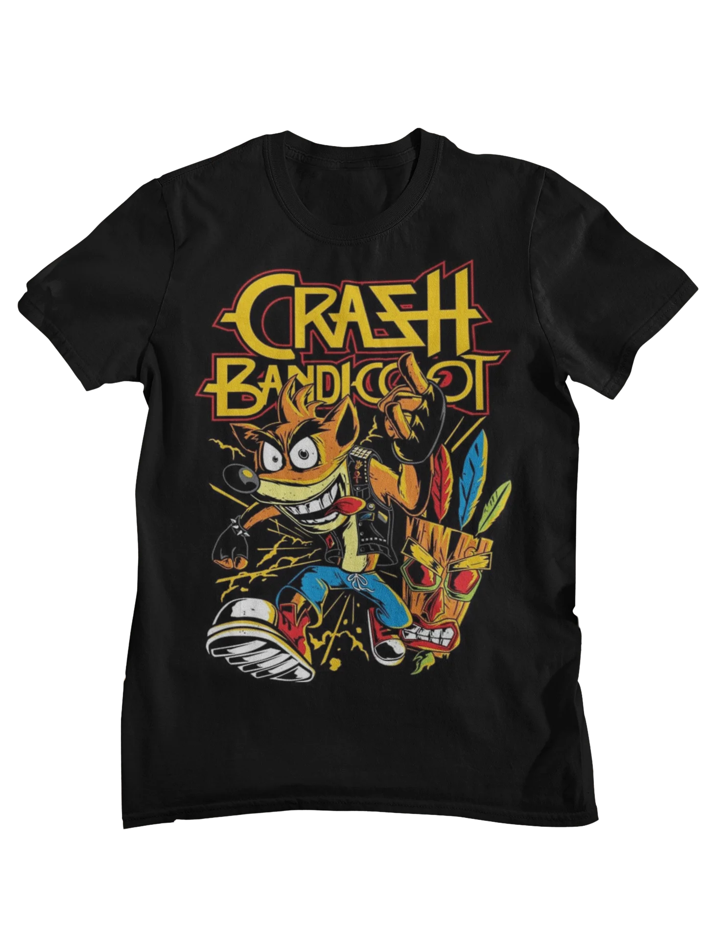 Crash Bandicoot Retro 90s Game Graphic T Shirt For Men Vintage Character Cotton Short Sleeve Streetwear Tee
