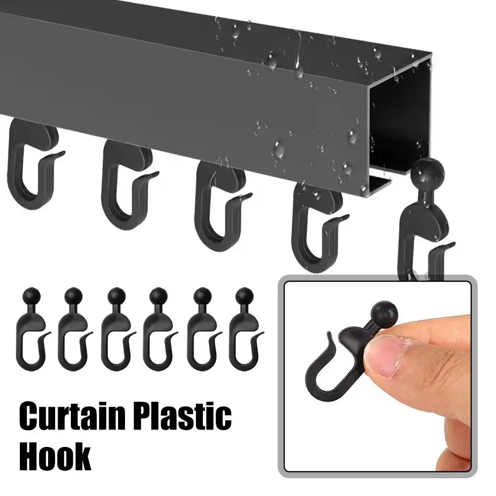 Anneaux et crochets de rideau multifonctionnels, tringle en plastique facile à installer avec crochets pour chambre à coucher, douche, placard, gazebo, outils et accessoires
