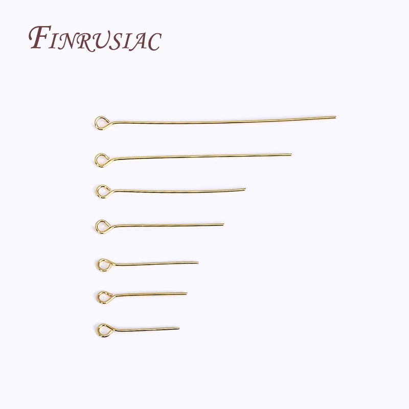 Supplies For Jewelry Wholesale 50pcs/lot 18K Gold Plated Eye Pin/Ball Head Pin/Flat Head Pin For DIY Jewelry Making