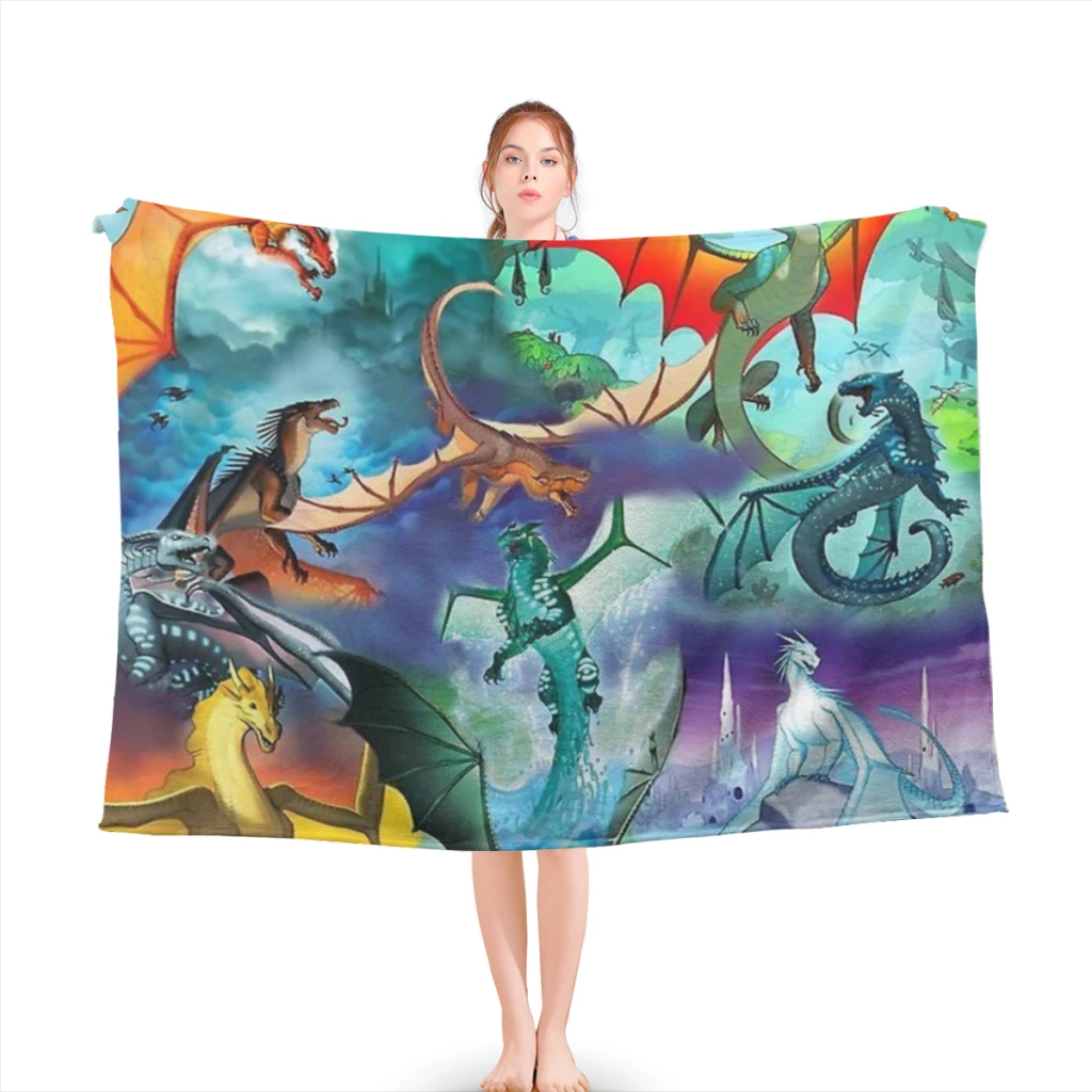 Wing of fire all dragon Pattern Background Flannel Soft Warm Throw Blanket Bedding Sofa Cover for Girls Gift