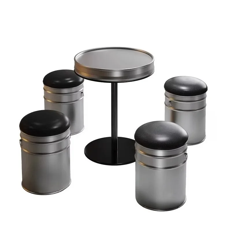 Creative Shop Small Dining Table Stool Combination Industrial Style Restaurant Leisure Reception Smoking Area