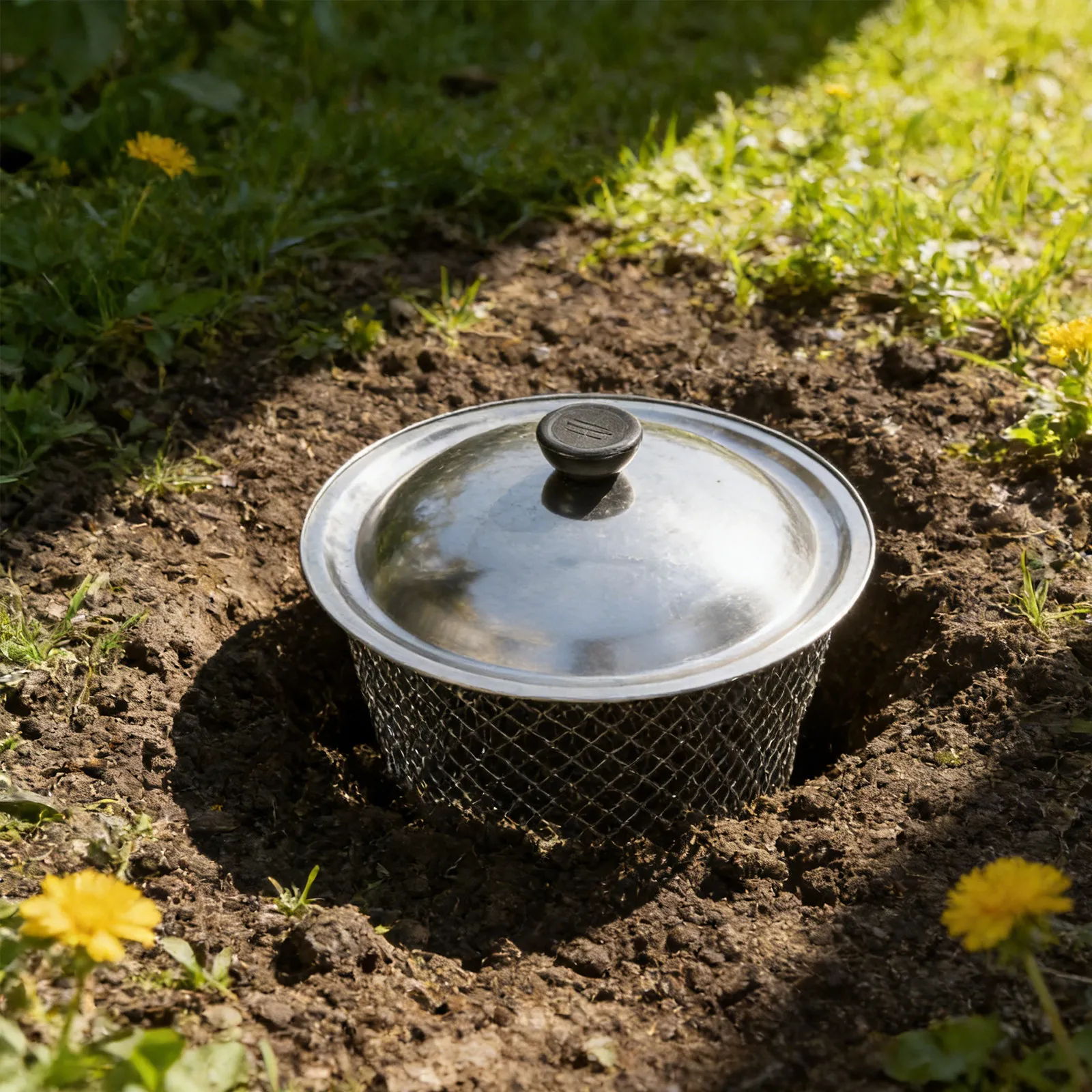 2Pcs High Strength Metal Trash Can Lid Compost Bin in Ground Worm Composter Outdoor Kitchen Garden Waste Storage Bin