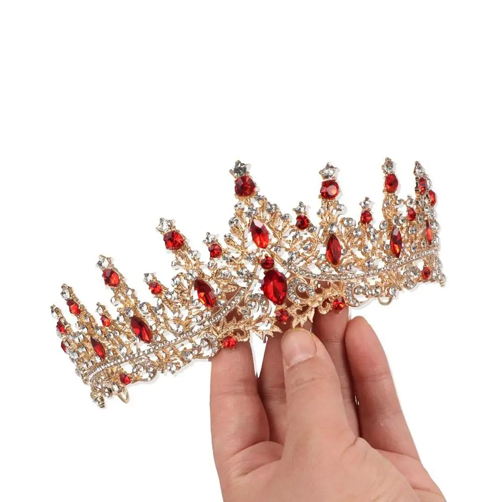 Durable Gorgeous Queen Crown Vintage Rhinestones Bridal Crown Tiaras Baroque Steady Crystal Headbands Party